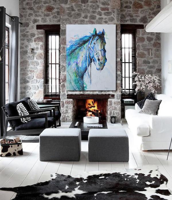 Vertical Abstract Horse Painting #LX59B - Click Image to Close